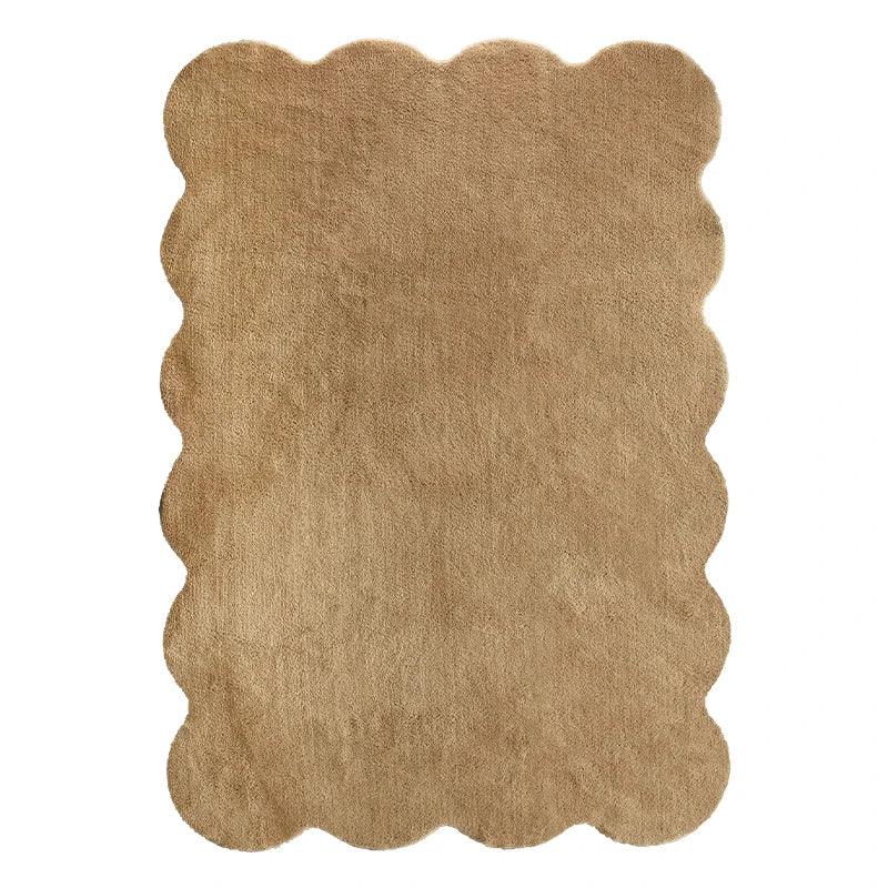 Tapis unicolore irrégulier simple │ Style moderne Tapis en peluche Chambre à coucher Salon Tapis de sol