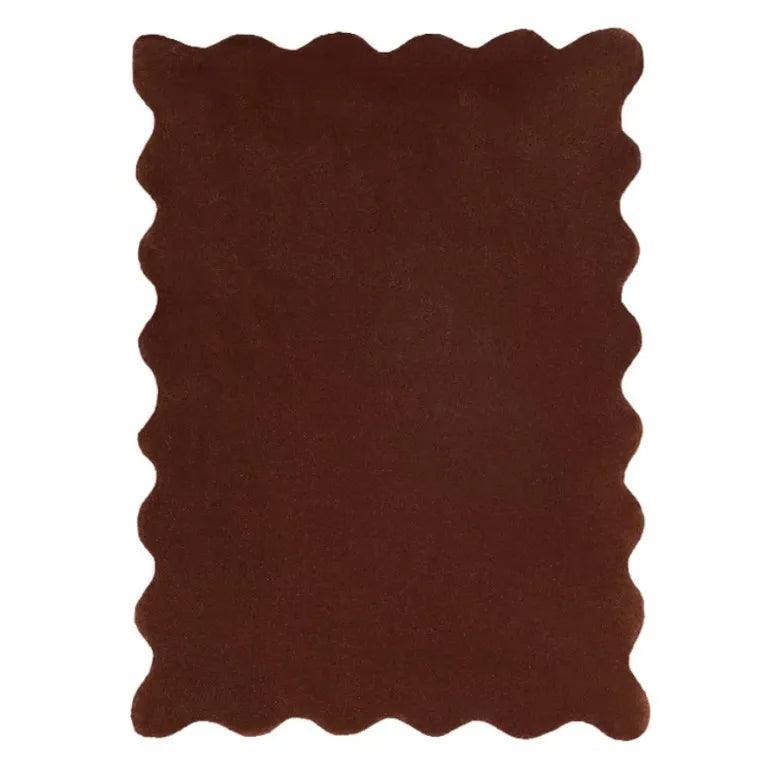 Tapis unicolore irrégulier simple │ Style moderne Tapis en peluche Chambre à coucher Salon Tapis de sol