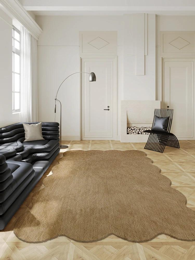 Tapis unicolore irrégulier simple │ Style moderne Tapis en peluche Chambre à coucher Salon Tapis de sol