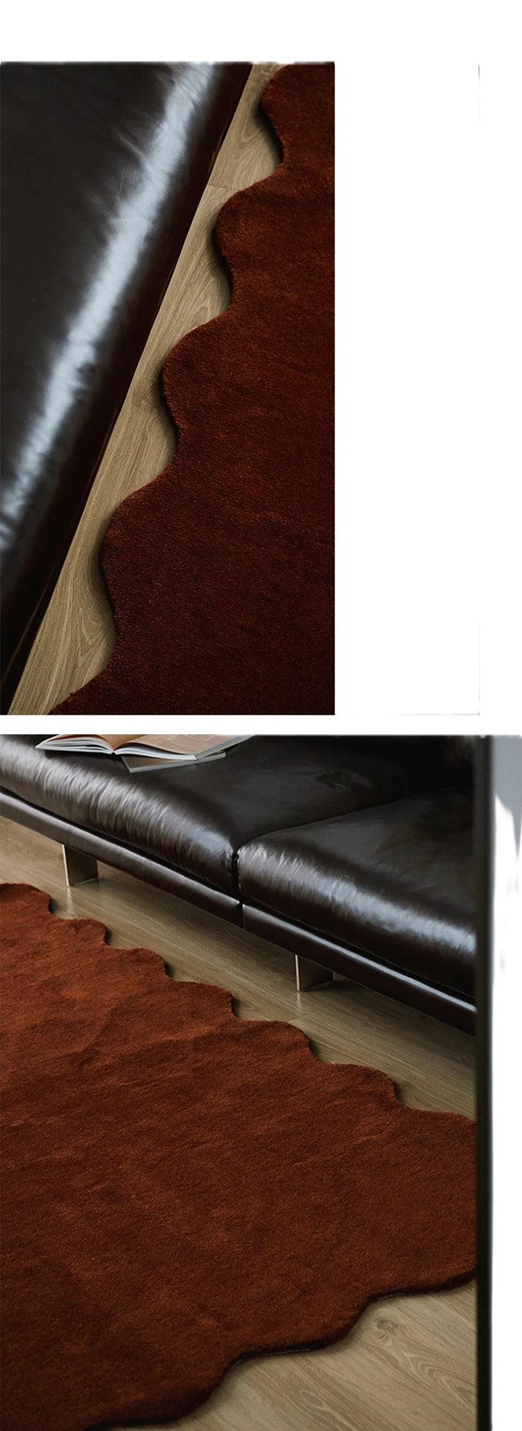Tapis unicolore irrégulier simple │ Style moderne Tapis en peluche Chambre à coucher Salon Tapis de sol