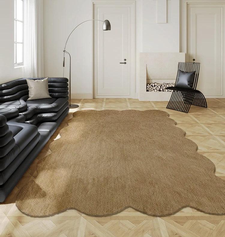 Tapis unicolore irrégulier simple │ Style moderne Tapis en peluche Chambre à coucher Salon Tapis de sol