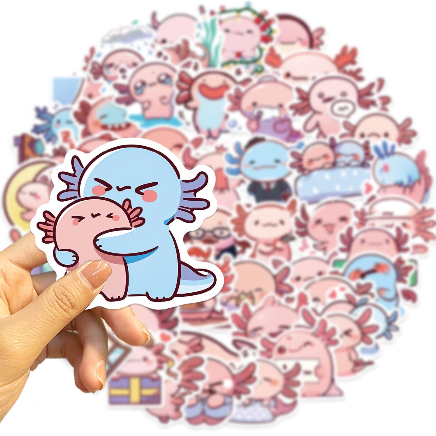 50 Pcs Autocollants Axolotl Idée Cadeau Imperméable