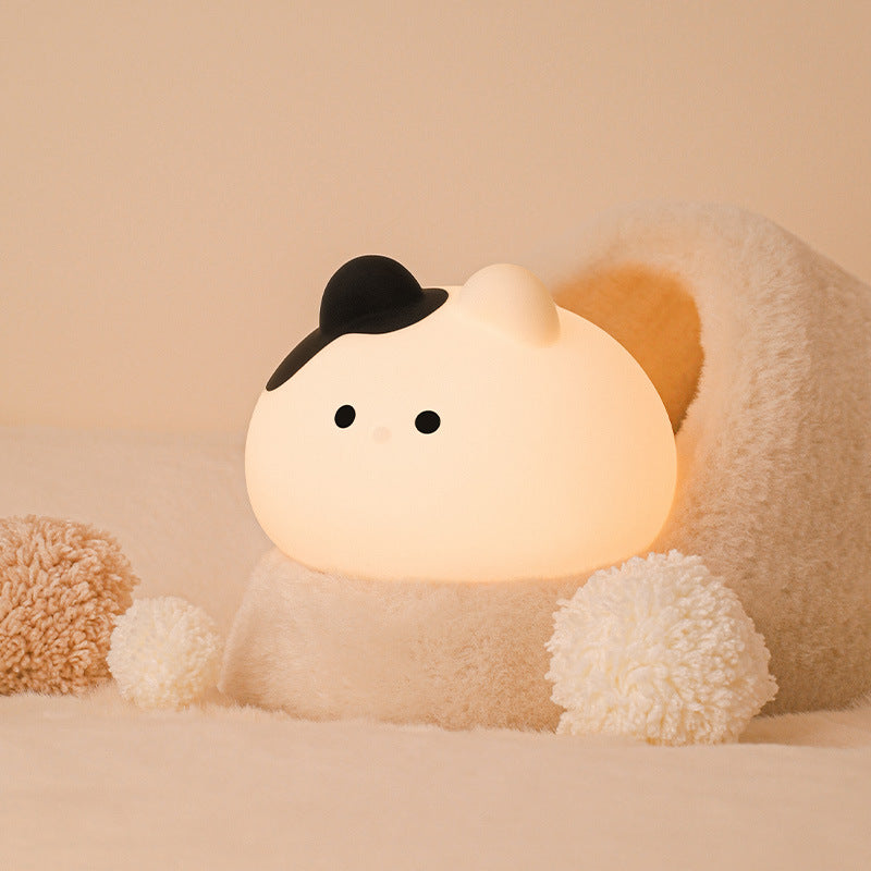 Vache en silicone qui couine avec chapeau - Lampe de nuit LED - Cadeau parfait pour les enfants et les filles
