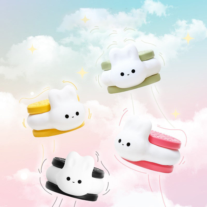 Lampe de nuit LED en silicone squishy Cookie Bunny - Cadeau parfait pour les enfants et les filles