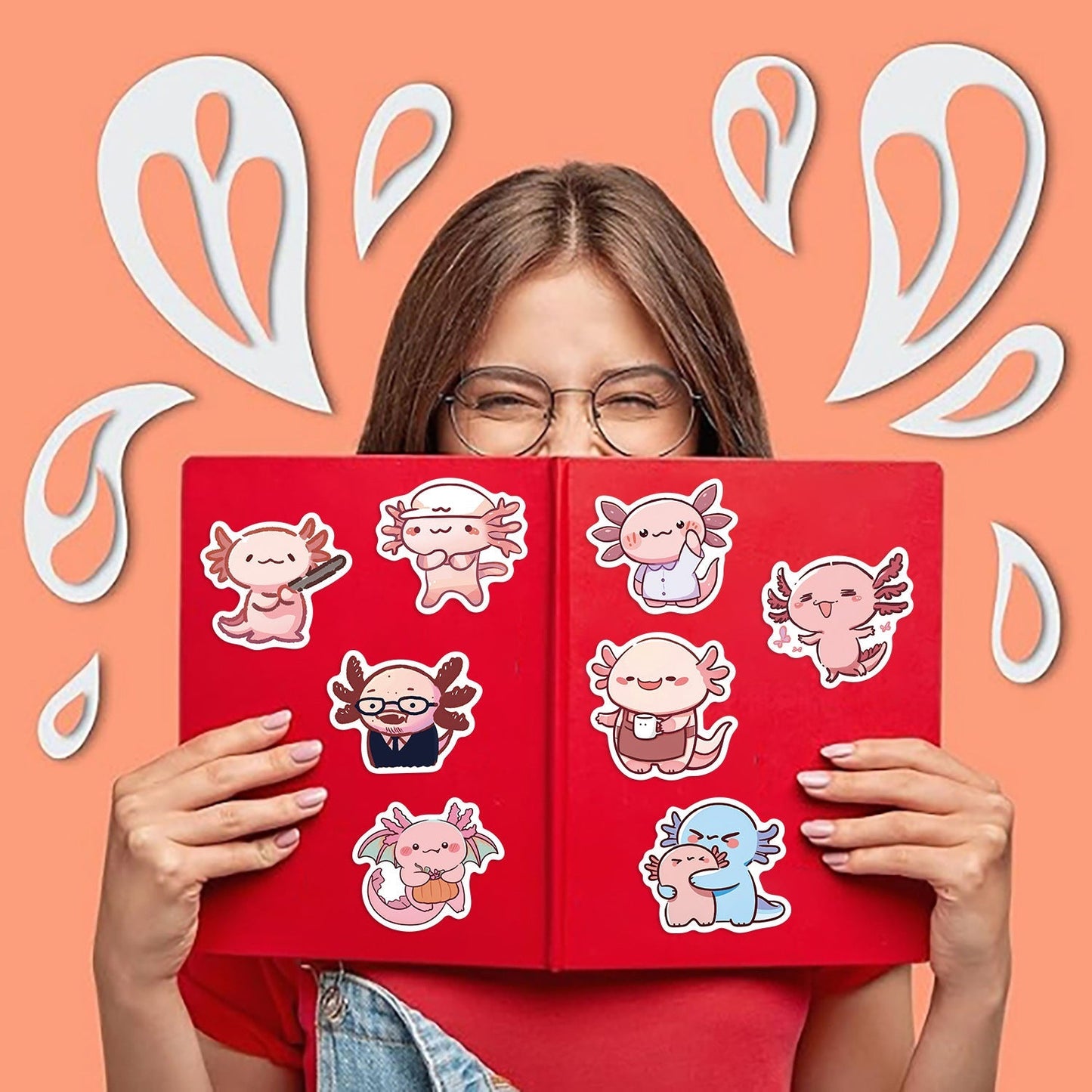 50 Pcs Autocollants Axolotl Idée Cadeau Imperméable