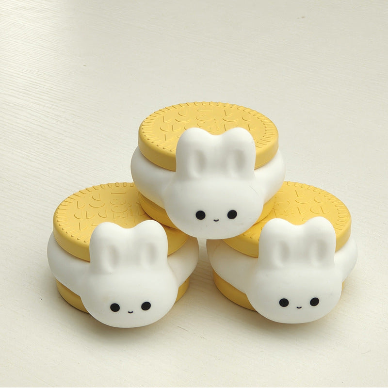Lampe de nuit LED en silicone squishy Cookie Bunny - Cadeau parfait pour les enfants et les filles