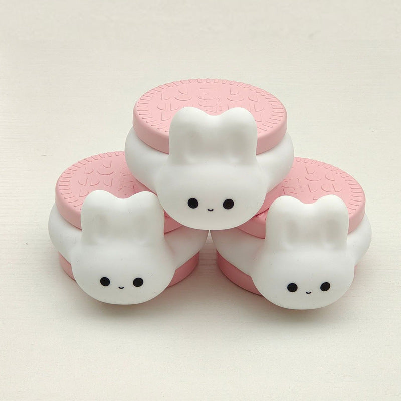 Lampe de nuit LED en silicone squishy Cookie Bunny - Cadeau parfait pour les enfants et les filles
