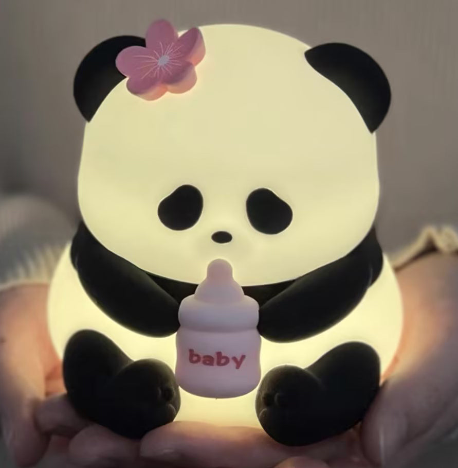 Quietsilicone Lampe de nuit LED Panda à boire du lait - Cadeau parfait pour les enfants et les filles