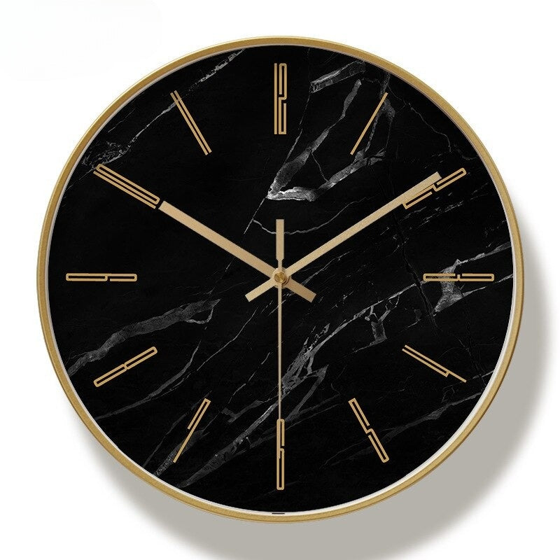 Montre Murale en Marbre de Luxe | Horloge Silencieuse Élégante pour Intérieurs Modernes