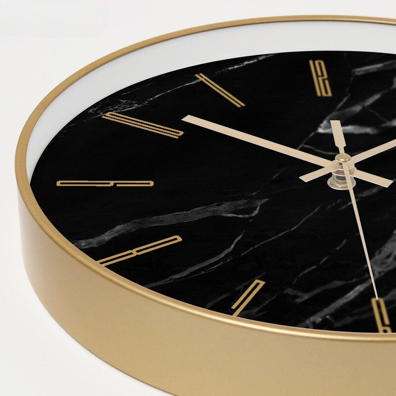 Montre Murale en Marbre de Luxe | Horloge Silencieuse Élégante pour Intérieurs Modernes