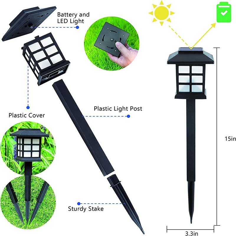 Floroux Lanternes de chemin de jardin LED | Éclairage solaire | Résistant aux intempéries | Énergétiquement efficient
