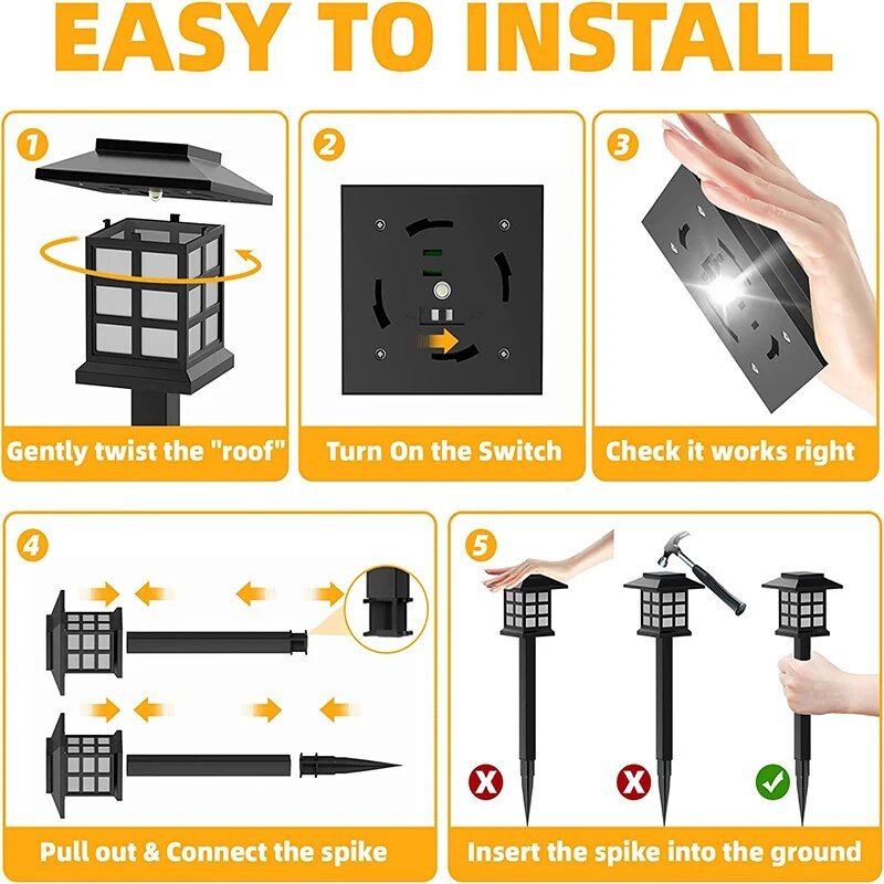 Floroux Lanternes de chemin de jardin LED | Éclairage solaire | Résistant aux intempéries | Énergétiquement efficient