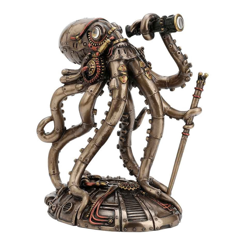 Statue d'octopus steampunk Floroux Explorer | Figure décorative rétro-futuriste | Look d'aventurier | Décoration intérieure