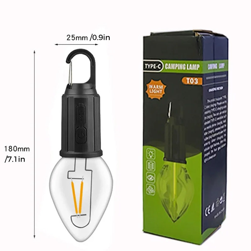Floroux Outdoor Hanging Lamp | Type-C Charging Function | Retro Bulb | Camping Lighting 2023