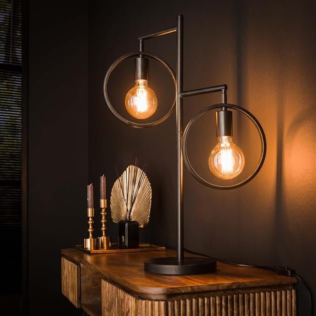 Floroux – Lampe de table industrielle élancée avec doubles points lumineux et finition anthracite
