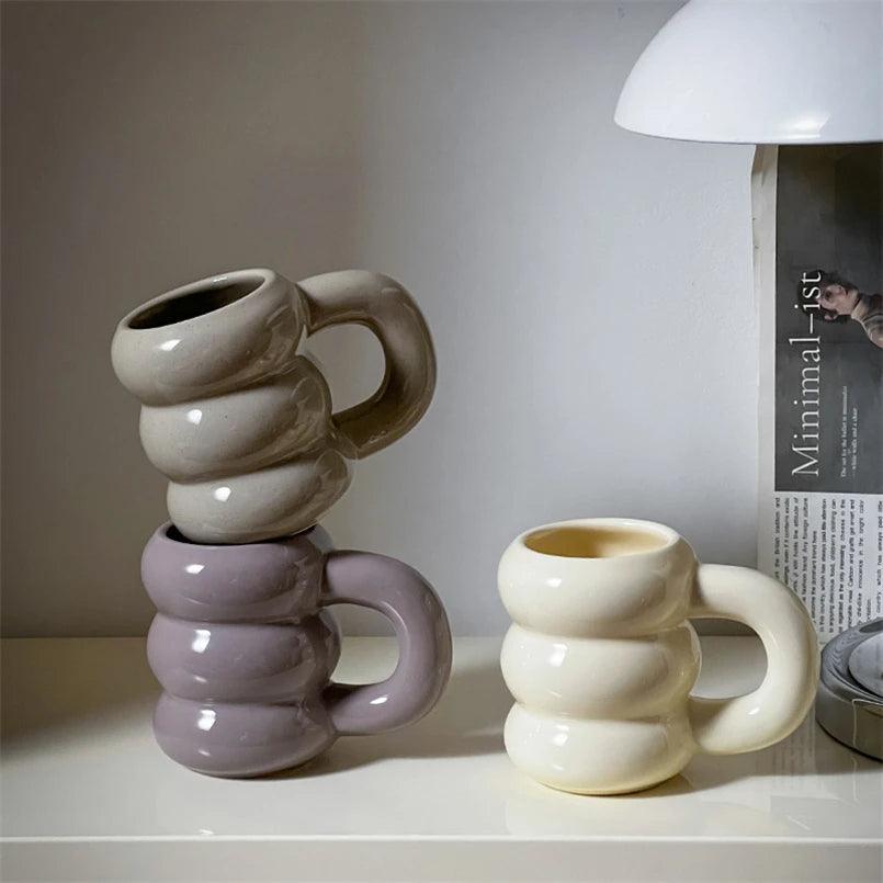 Tasse à café épaisse chunky avec anse │ Accessoires de cuisine en céramique