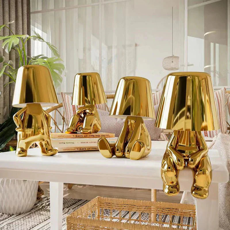 ThinkerGlow™ Lampe de table LED en forme de pensée dorée | Lumière d'ambiance artistique | Lampe décorative pour la maison et le bureau