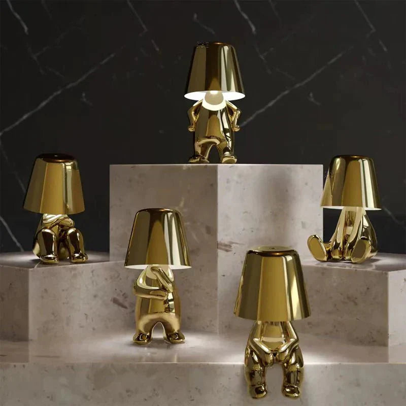 ThinkerGlow™ Lampe de table LED en forme de pensée dorée | Lumière d'ambiance artistique | Lampe décorative pour la maison et le bureau