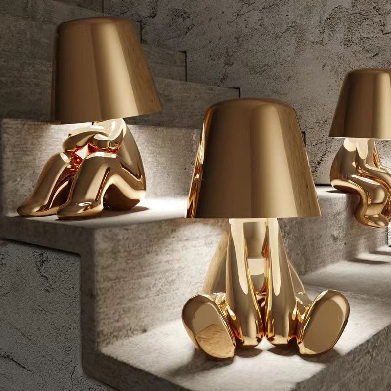 ThinkerGlow™ Lampe de table LED en forme de pensée dorée | Lumière d'ambiance artistique | Lampe décorative pour la maison et le bureau