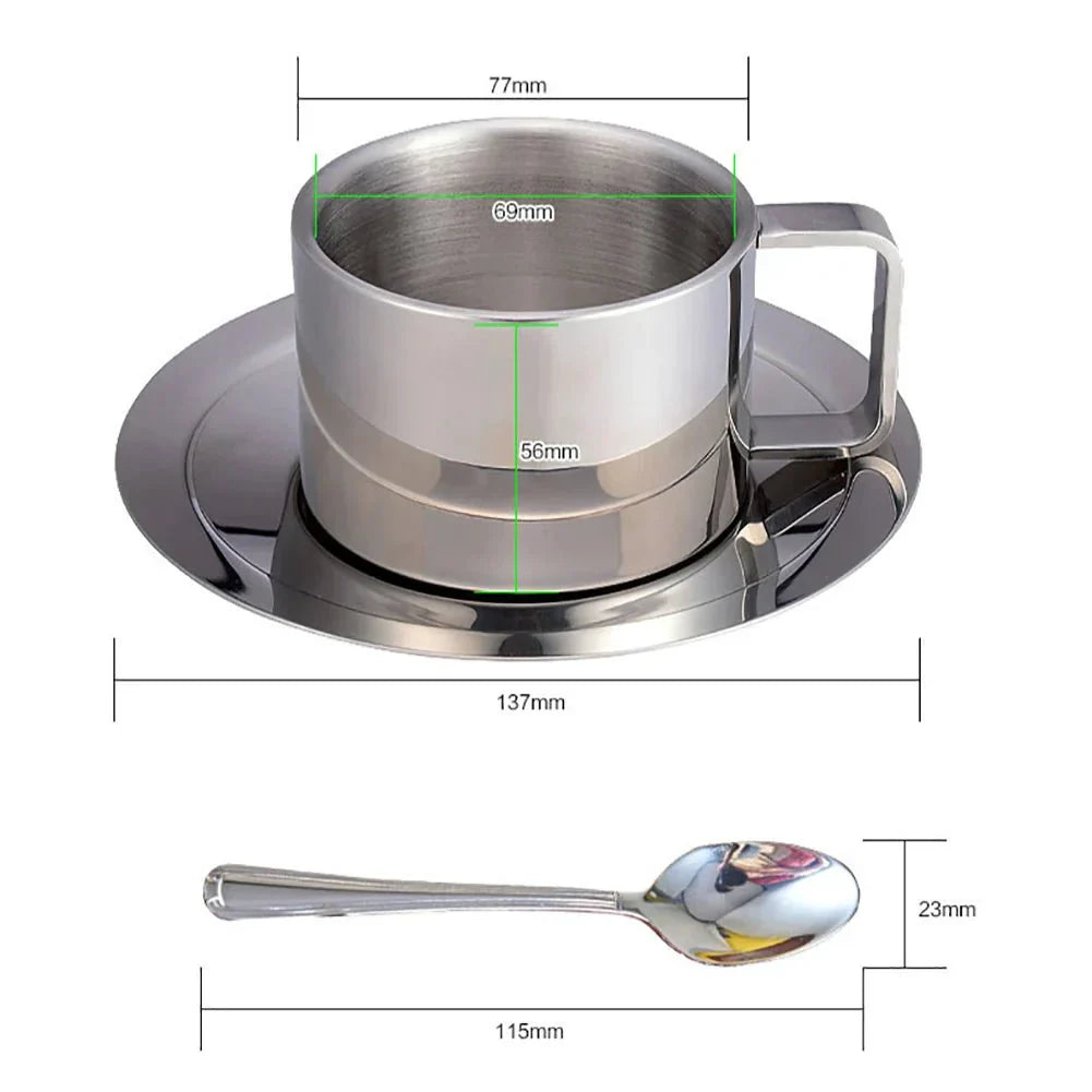 Ensemble de tasses à café en acier inoxydable trois pièces