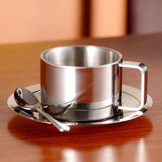 Ensemble de tasses à café en acier inoxydable trois pièces