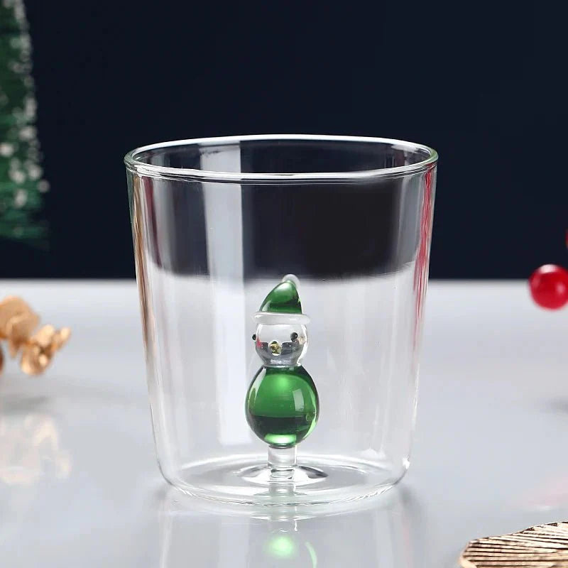 Tasse en verre transparent de Noël avec boîte cadeau en option