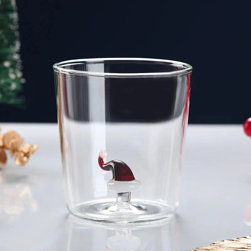 Tasse en verre transparent de Noël avec boîte cadeau en option