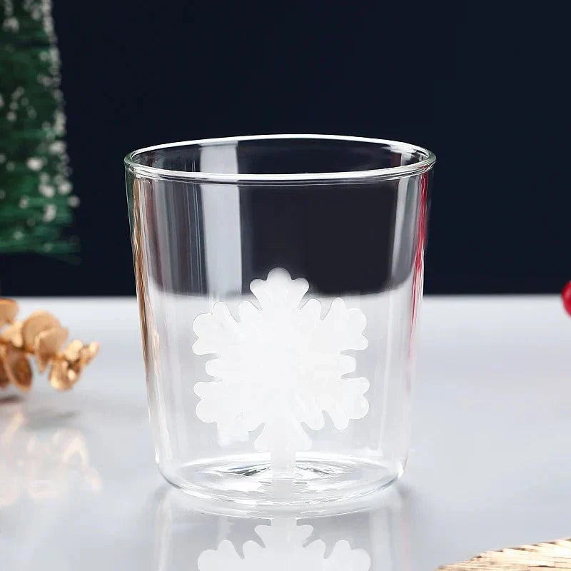 Tasse en verre transparent de Noël avec boîte cadeau en option