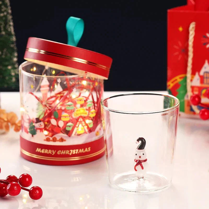 Verre à Noël transparent avec boîte cadeau optionnelle