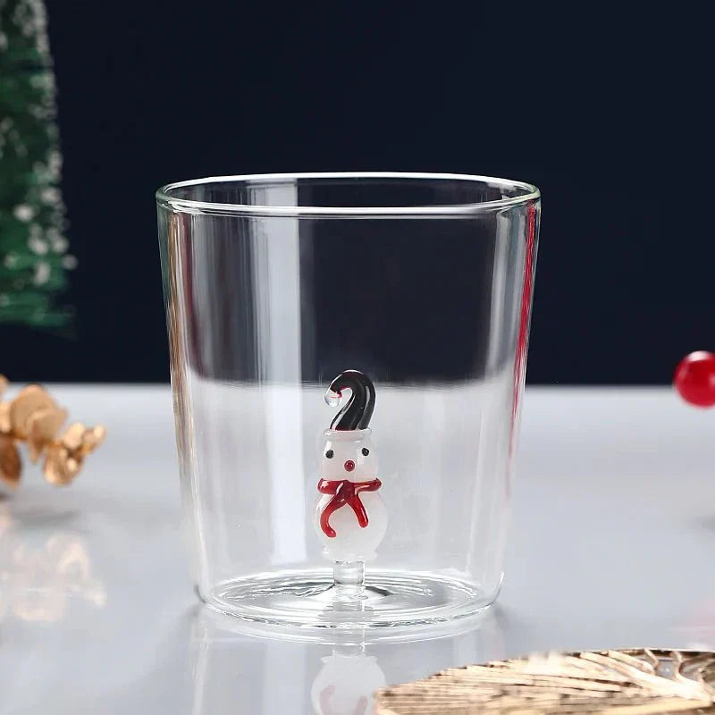 Tasse en verre transparent de Noël avec boîte cadeau en option