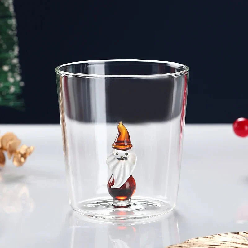 Tasse en verre transparent de Noël avec boîte cadeau en option