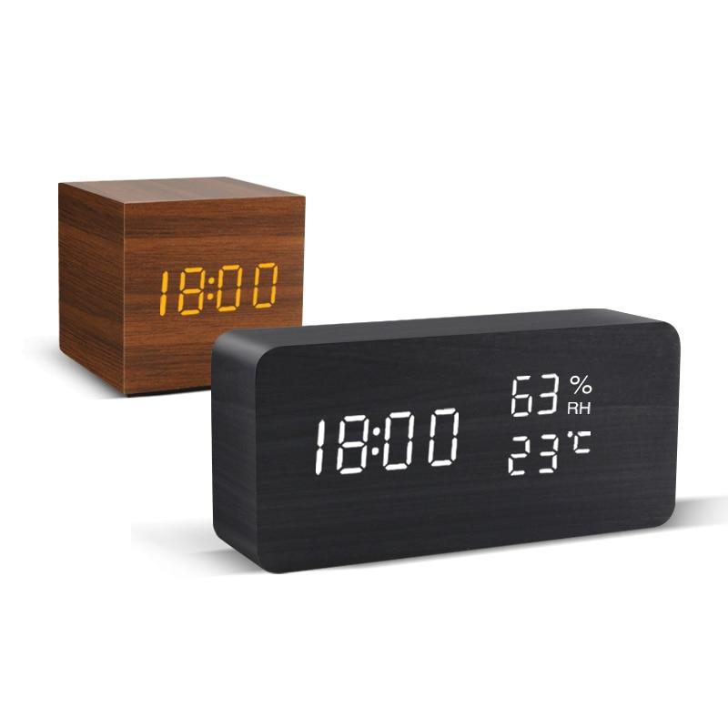 Réveil LED minimaliste en bois