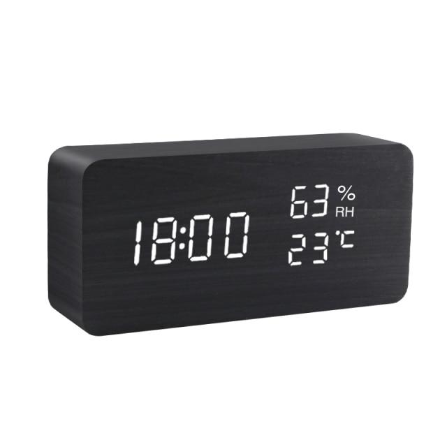 Réveil LED minimaliste en bois