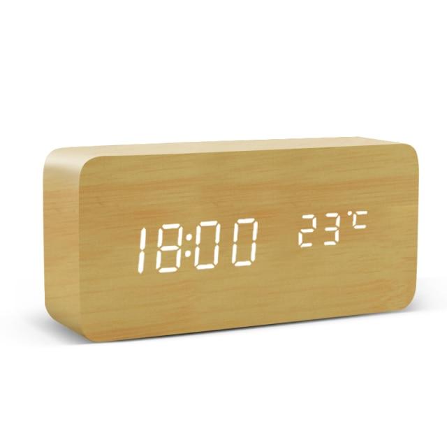 Réveil LED minimaliste en bois