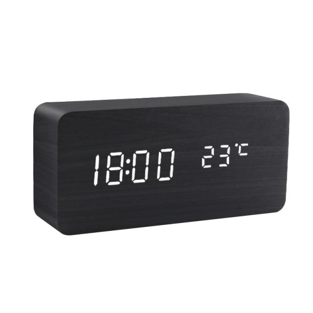 Réveil LED minimaliste en bois