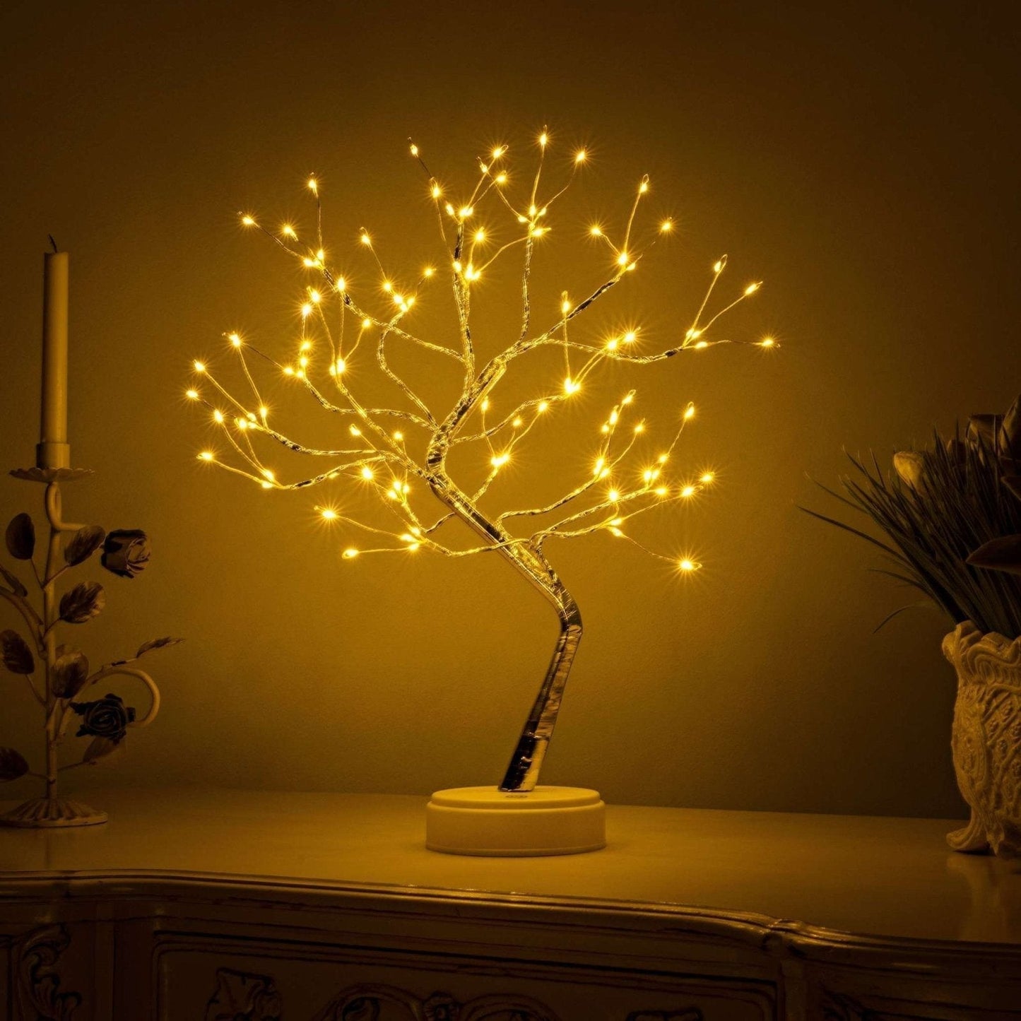 Floroux LED Tree Lights Lamp | Decorative Ambient Light | Copper Wire & Fairy Lights | Wireless Table Lamp for the Home
