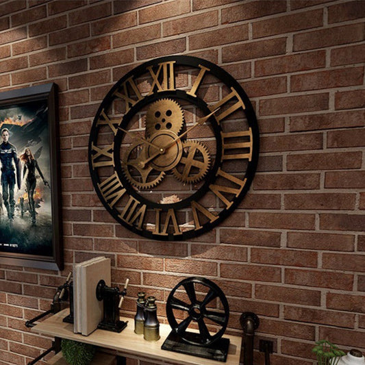 Montre murale rétro au style industriel | Montre murale décorative en bois