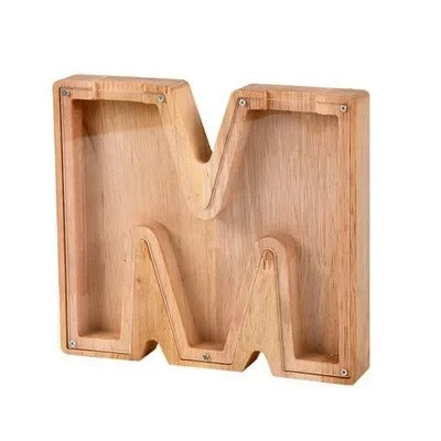 Tirelire avec lettres en bois – Épargner – personnalisable – rangement sécurisé