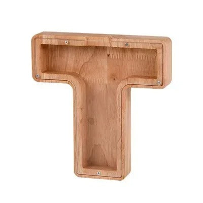 Tirelire avec lettres en bois – Épargner – personnalisable – rangement sécurisé