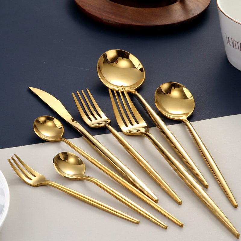 RoyalGlimmer Ensemble de Couverts Dorés - Ensemble de Couverts Dorés pour une Table Luxueuse