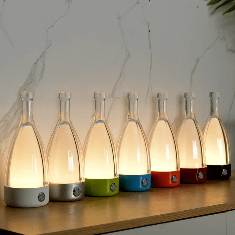 Floroux Decorative Rechargeable Night Lamp | Wine Bottle Design | Ambient LED Lighting | Wireless