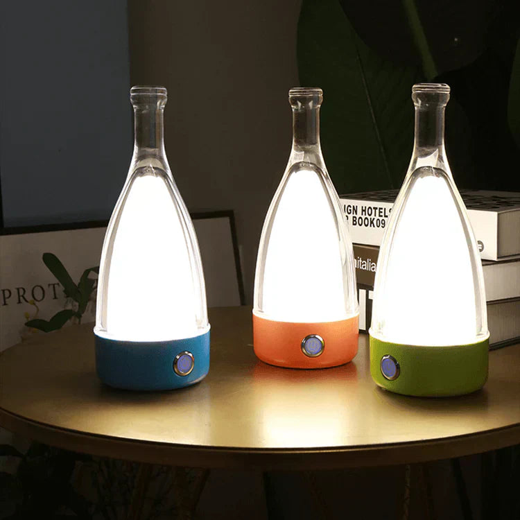 Floroux Decorative Rechargeable Night Lamp | Wine Bottle Design | Ambient LED Lighting | Wireless