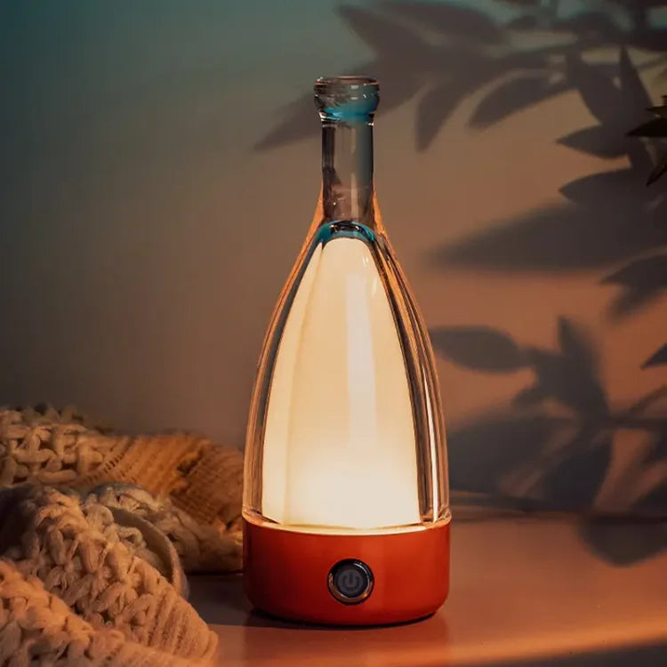 Floroux Decorative Rechargeable Night Lamp | Wine Bottle Design | Ambient LED Lighting | Wireless