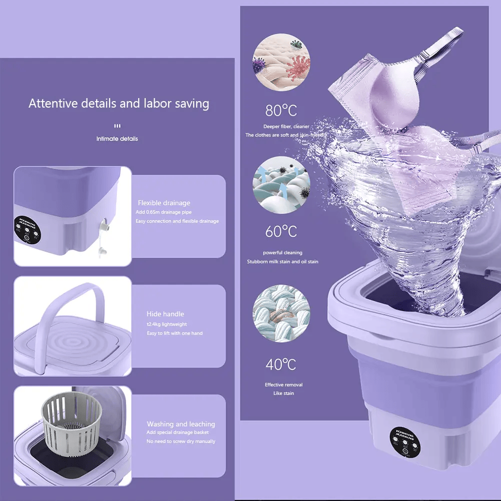 CleanEase - Machine à laver portable pliable