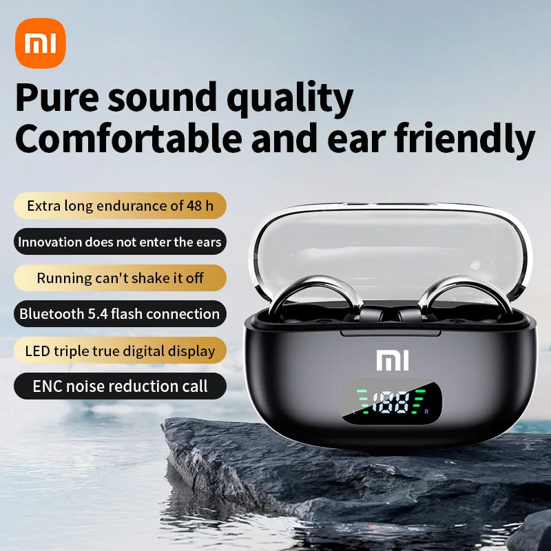 Écouteurs sans fil Bluetooth Xiaomi Mijia S39 avec clip d'oreille - avec affichage LED - réduction de bruit ANC TWS audio stéréo HiFi écouteurs écouteurs