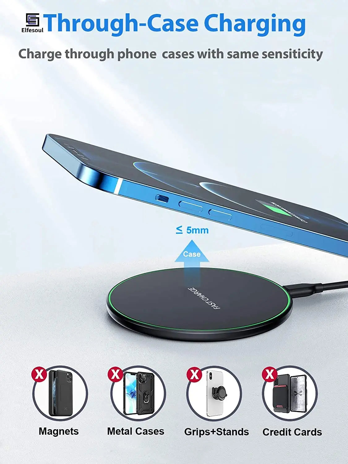 100W Pad de Chargement Magnétique Qi Sans Fil Rapide pour iPhone Samsung & Android