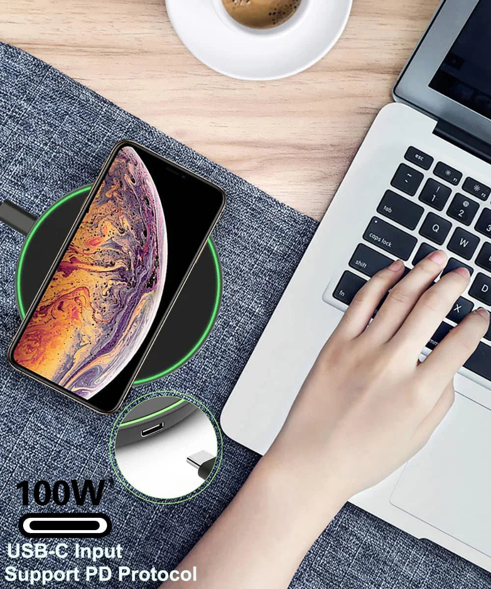 100W Pad de Chargement Magnétique Qi Sans Fil Rapide pour iPhone Samsung & Android