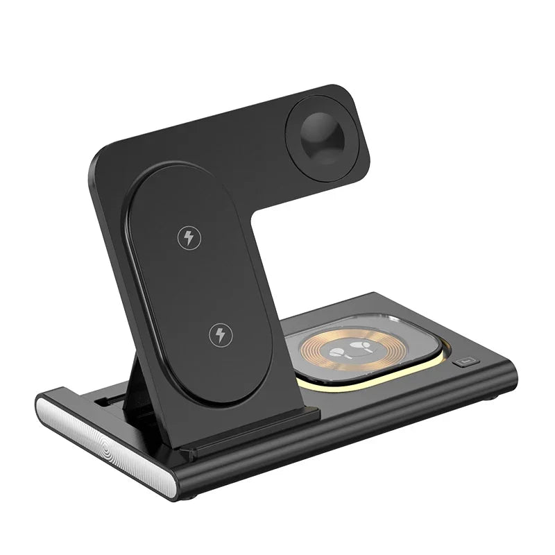 30W 3en1 Support de Chargement SANS FIL Qi Rapide pour Samsung - Chargeur Pliable pour Livraison de puissance PD Téléphone Montre Écouteurs