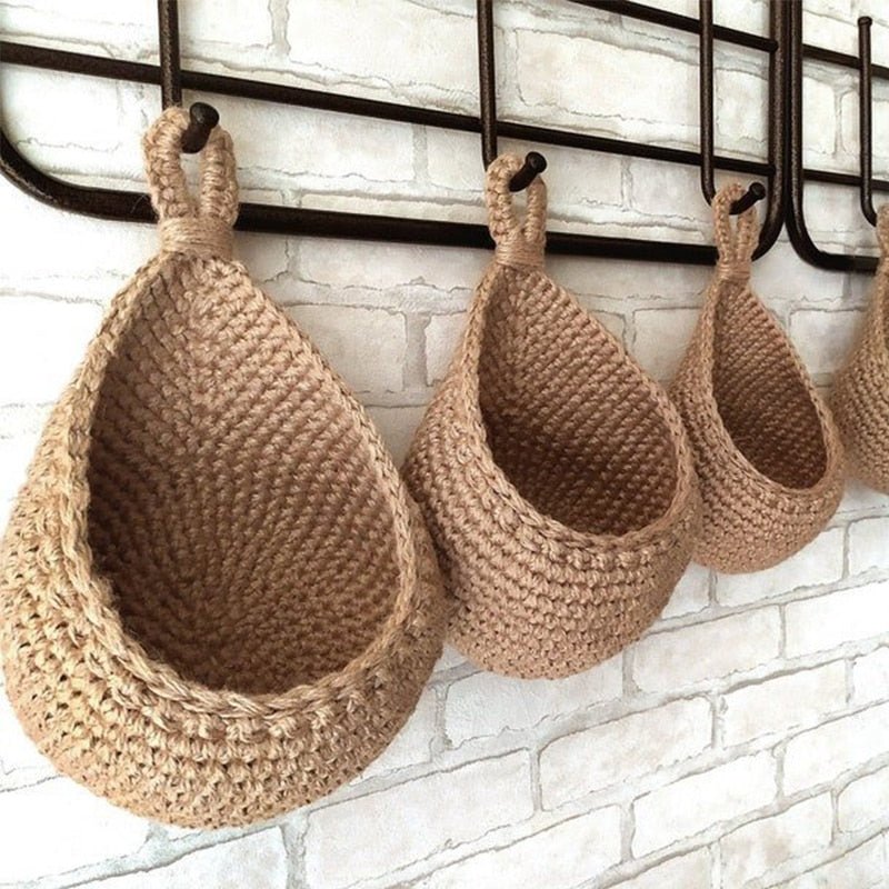 EcoWeave™ Wall Storage Basket | Woven Basket for Fruits and Vegetables | Space-Saving Kitchen Organization