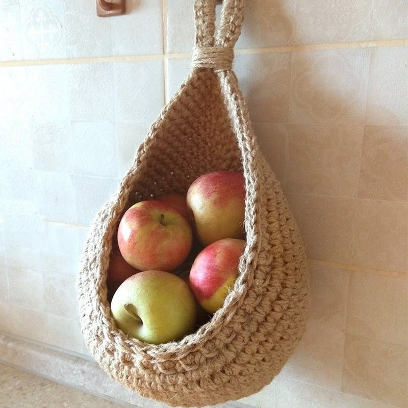 EcoWeave™ Wall Storage Basket | Woven Basket for Fruits and Vegetables | Space-Saving Kitchen Organization